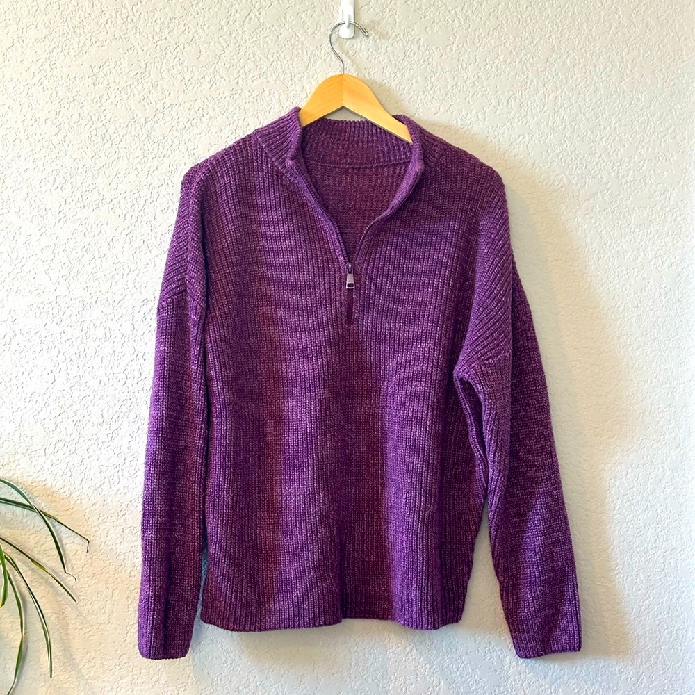 Amazon Half-Zip Knit Sweater - Purple
Size L